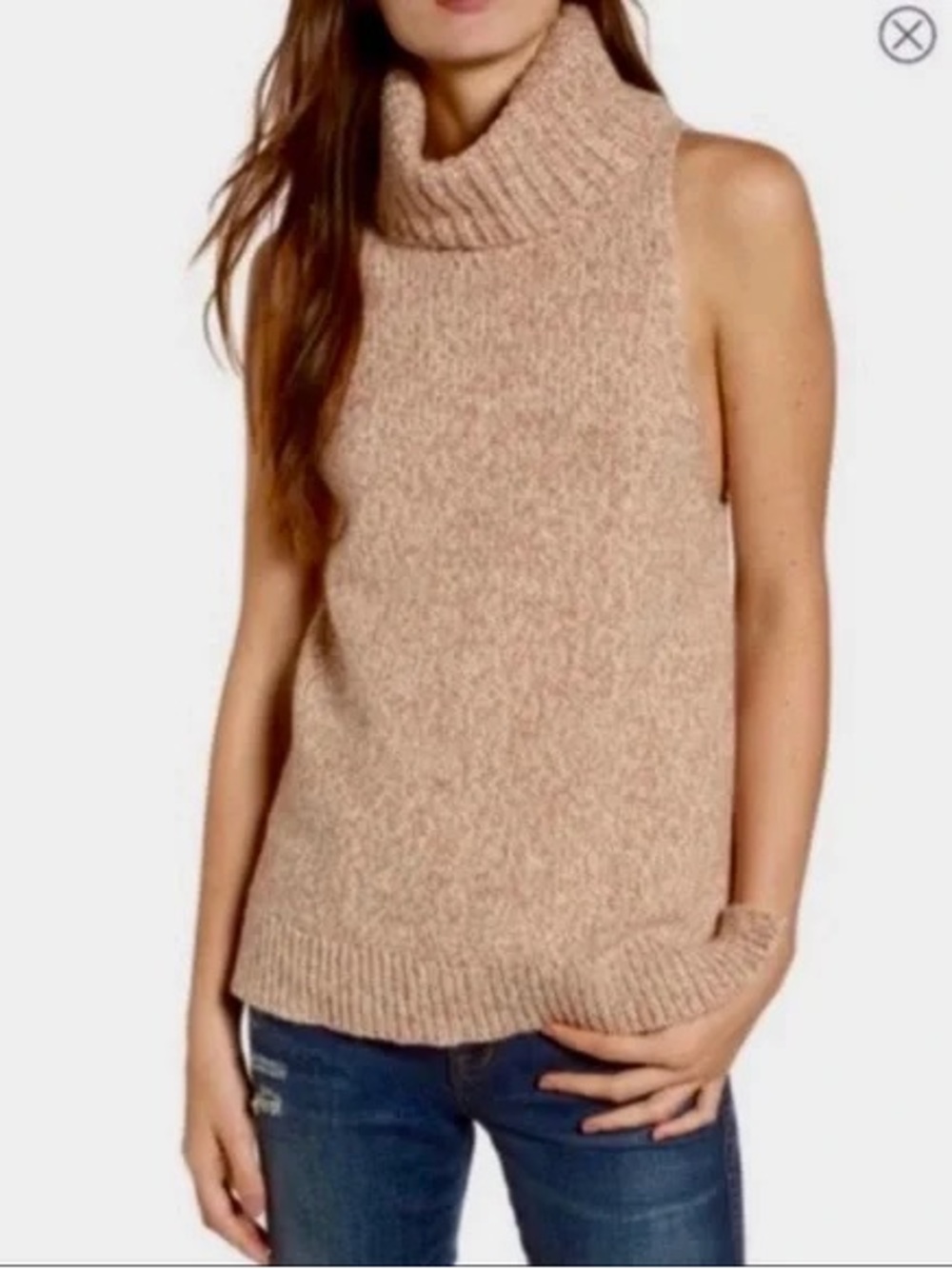 Madewell Sleeveless Turtleneck Sweater - Light Beige